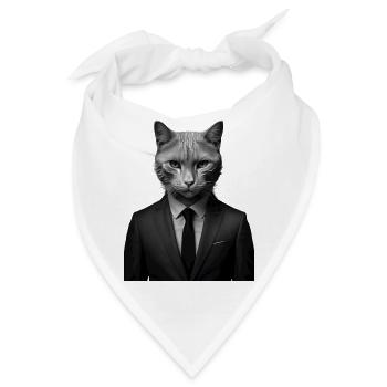 Business Animals - Katze im Anzug - Bandana - Weiß - Vorne