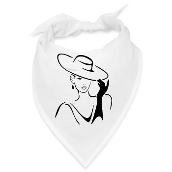 Schöne Dame mit Hut und Handschuhen - Bandana - Weiß - Vorne