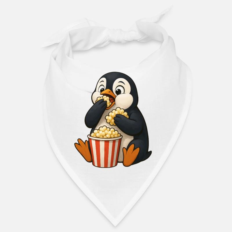 Pingouin mignon avec du pop-corn dans le film de cinéma amis Bandana