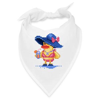 Pixel-Art Ente am Strand im Badeanzug - Bandana - Weiß - Vorne