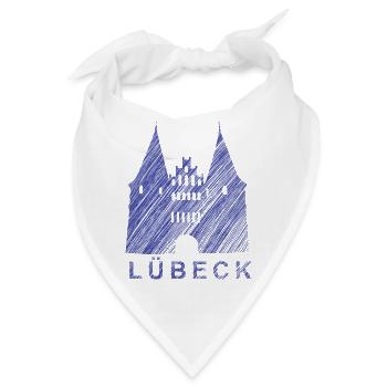 Lübeck Holstentor – Künstlerischer Sketch-Style - Bandana - Weiß - Vorne