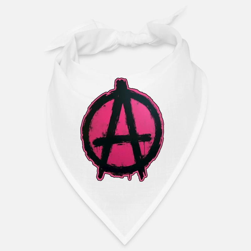 Pink Anarchy on Black Circle Bandana