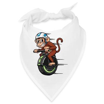 Lustiger Schimpanse Einrad Raser Stuntman Motorrad - Bandana - Weiß - Vorne