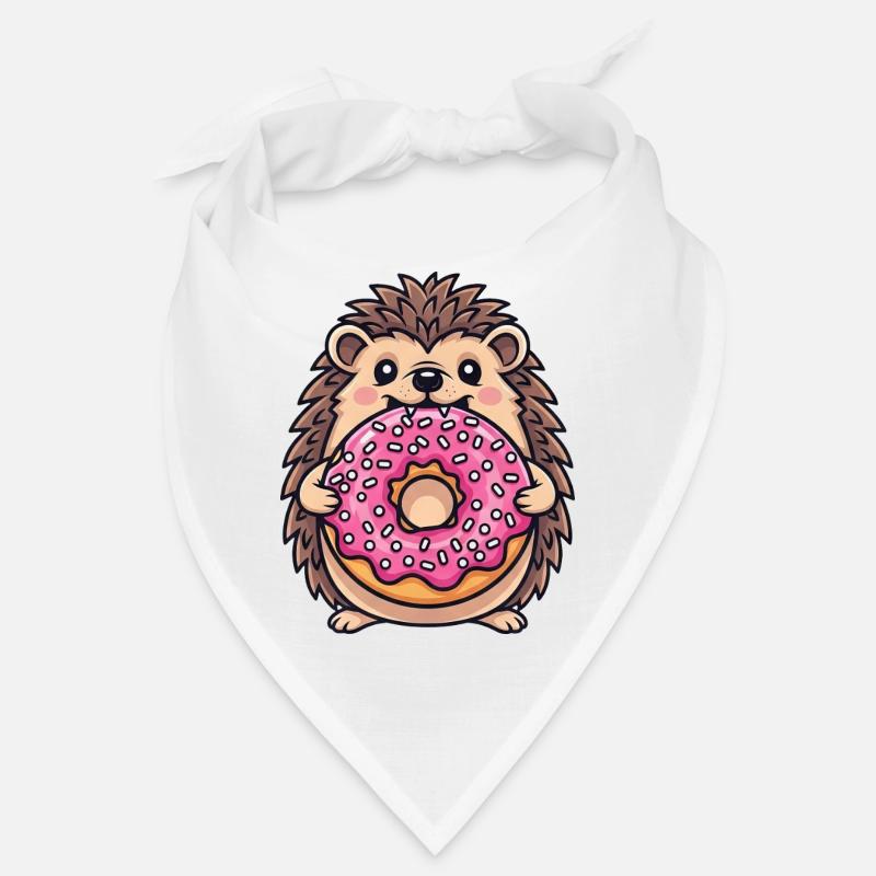 Cute Hedgehog with Donut Cartoon Dessert Sugar Candy Bandana