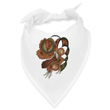 Erdfarbene Blume Formen - Bandana - Weiß - Vorne