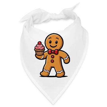 Lebkuchenmann Cupcake Cartoon - Bandana - Weiß - Vorne
