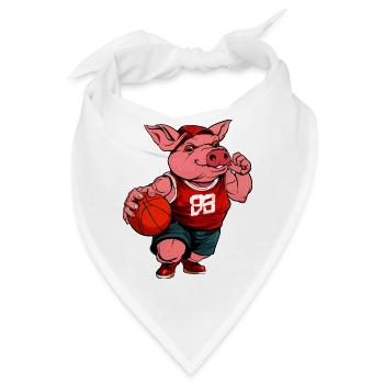Schweinchen Basketballerin / Basketball Schweinche - Bandana - Weiß - Vorne
