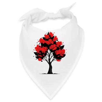 Roter Blütenbaum – Natur & Kunst Design - Bandana - Weiß - Vorne