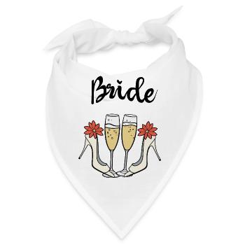 Braut, Highheels & Prosecco - Bride Vibes, Wedding - Bandana - Weiß - Vorne