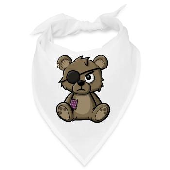 Teddybär mit Augenklappe - Bandana - Weiß - Vorne