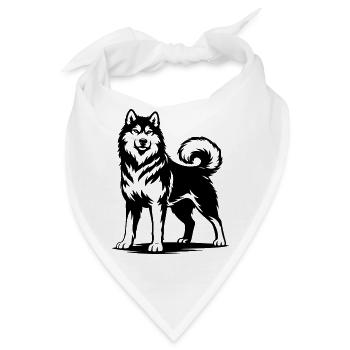 Alaskan Malamute in stolzer Pose - Bandana - Weiß - Vorne