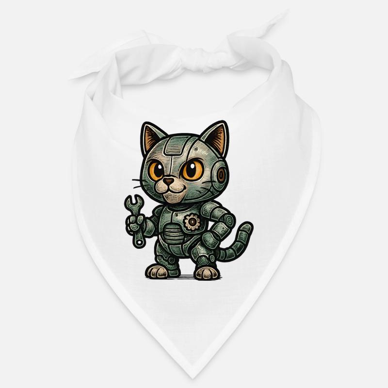 Retro RoboCat with Tools Bandana