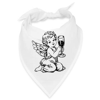 Sekt Engel – Cherub mit Sektglas Vintage - Bandana - Weiß - Vorne