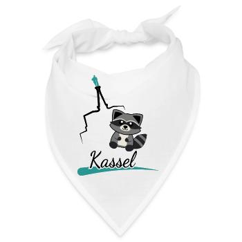 Kassel Waschbär trifft Herkules – Süßes Stadtmotiv - Bandana - Weiß - Vorne