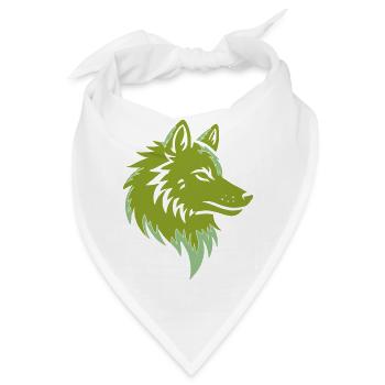 Waldwolf Silhouette Grün Akzente - Bandana - Weiß - Vorne