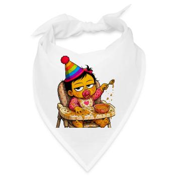 Festbaby: Bunte Flecken - Bandana - Weiß - Vorne