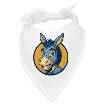 Esel-Kawaii-Maskottchen-Cartoon-Clipart-Logo-Abzeichen - Bandana - Weiß - Vorne