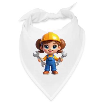 Kleine Bauheldin mit Werkzeugen - Bandana - Weiß - Vorne