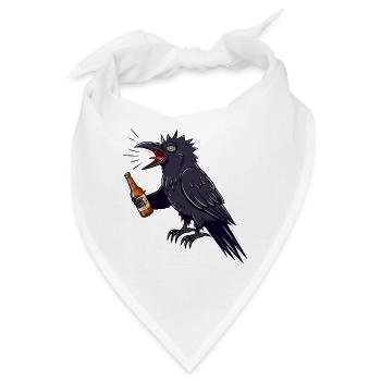 Rabe mit Bierflasche - Bandana - Weiß - Vorne
