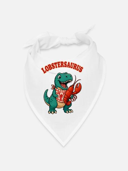 Lobstersaurus Cartoon-Dino mit Krabbe - Bandana - Weiß