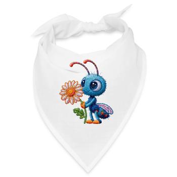 Biene im Stickerei-Look Blume Geschenk - Bandana - Weiß - Vorne