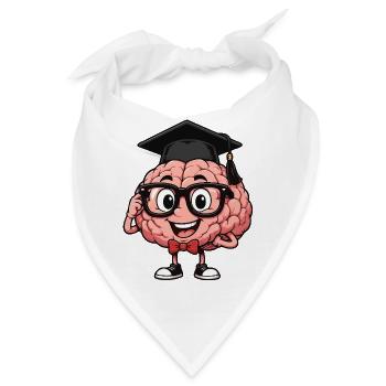 Gehirn mit Brille - Bandana - Weiß - Vorne