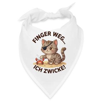 Katze Krabbe Finger weg Spruch - Bandana - Weiß - Vorne