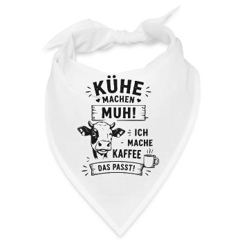 Kuh Muh Kaffee Das Passt - Bandana - Weiß - Vorne