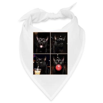 Katzen schwarze Katze - Bandana - Weiß - Vorne