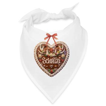 Lebkuchenherz Liebe Schatzi Hirschgeweih - Bandana - Weiß - Vorne