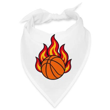 Flammender Basketball mit rotem und gelbem Feuer - Bandana - Weiß - Vorne