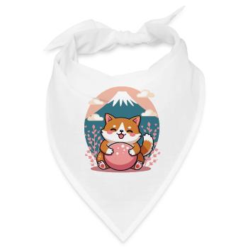 Cute Shiba Dog Fuji Mountain Japan Design - Bandana - Weiß - Vorne