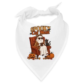 Gruselige Katzenmama Geister-Süße Halloween-Kunst - Bandana - Weiß - Vorne