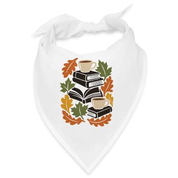 Herbstbücher und Kaffee Herbstlesen Gemütliche Blätter - Bandana - Weiß - Vorne