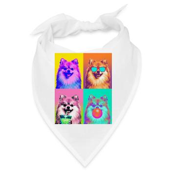 Hunde Zwergspitz Hund - Bandana - Weiß - Vorne