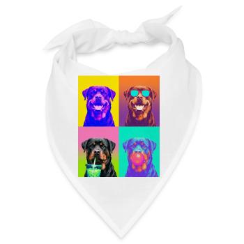 Hunde Rottweiler Hund - Bandana - Weiß - Vorne