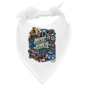 Music Junkie – Retro Musik Collage - Bandana - Weiß - Vorne
