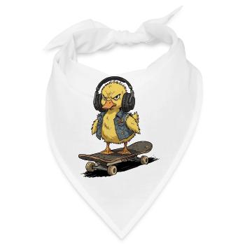 Rebellische Ente auf Skateboard - Bandana - Weiß - Vorne