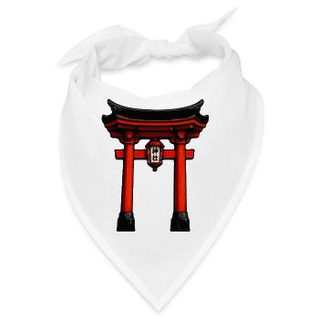 Roter Torii mit Laterne - Bandana - Weiß - Vorne