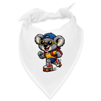 Koala mit Rollschuhen – Süßes Freizeitmotiv - Bandana - Weiß - Vorne