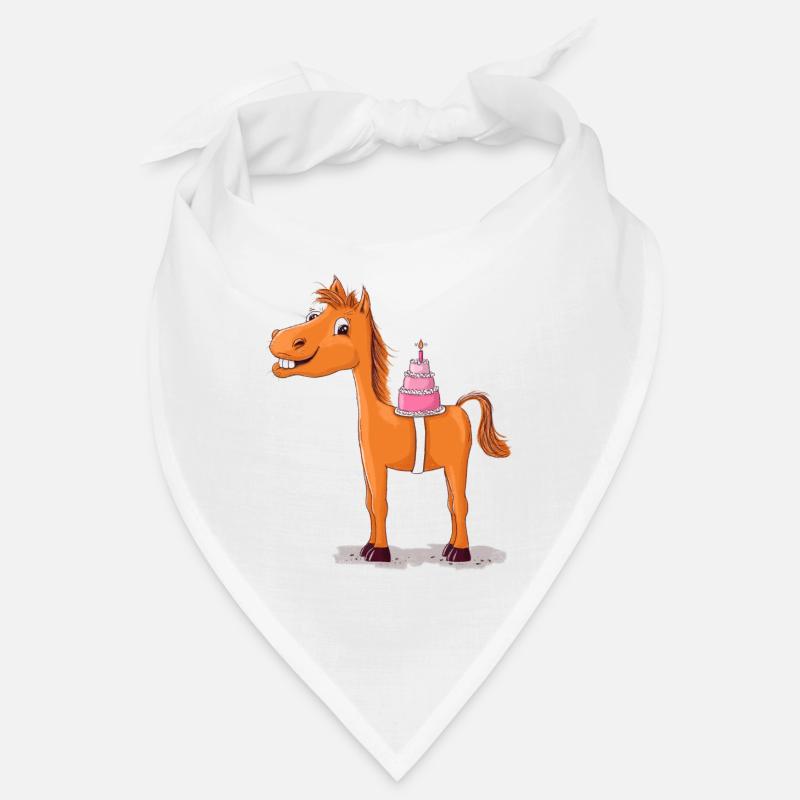 Pferd oder Pony mit Geburtstagstorte - Bandana - Weiß