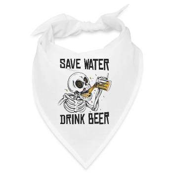 Spare Wasser Trinke Bier, Lustiges Skelett - Bandana - Weiß - Vorne