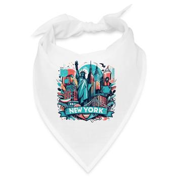 NYC, NEW YORK CITY, FREIHEITSSTATUE, MANHATTAN - Bandana - Weiß - Vorne