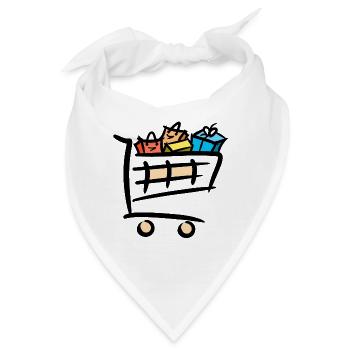 Voller Einkaufswagen Einkaufstaschen Geschenke - Bandana - Weiß - Vorne