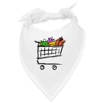 Voller Einkaufswagen Einkaufstaschen Geschenke - Bandana - Weiß - Vorne