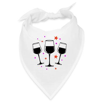 Weinglas Rotwein Symbol - Bandana - Weiß - Vorne