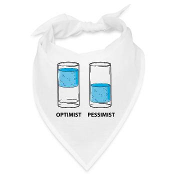Optimist - Pessimist, Glas gefüllt - Bandana - Weiß - Vorne