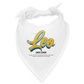 Leo in 3D mit Bedeutung - Bandana - Weiß - Vorne