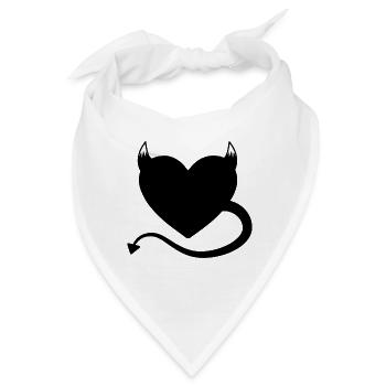 Teufelsherz Schwarz - Bandana - Weiß - Vorne
