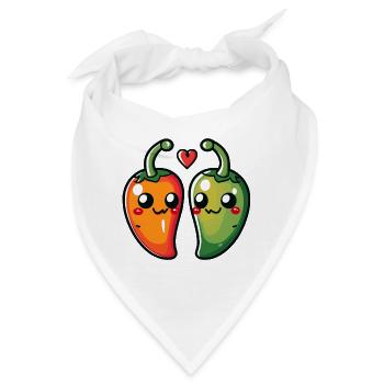 Chilli Paar Liebe Herz Valentinstag - Bandana - Weiß - Vorne